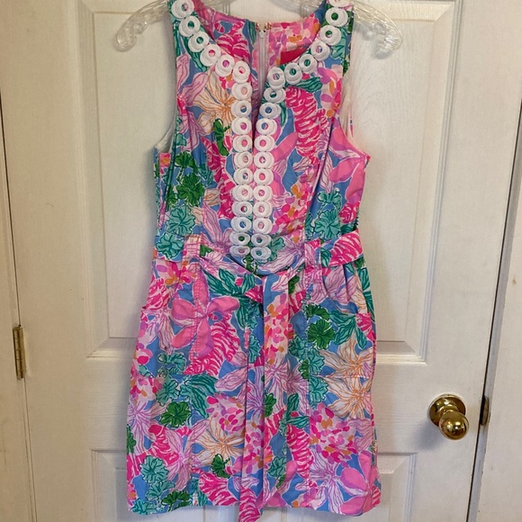 Lilly Pulitzer Dresses & Skirts - Lilly Pulitzer Pink Floral Sleeveless Shift Dress with White Trim